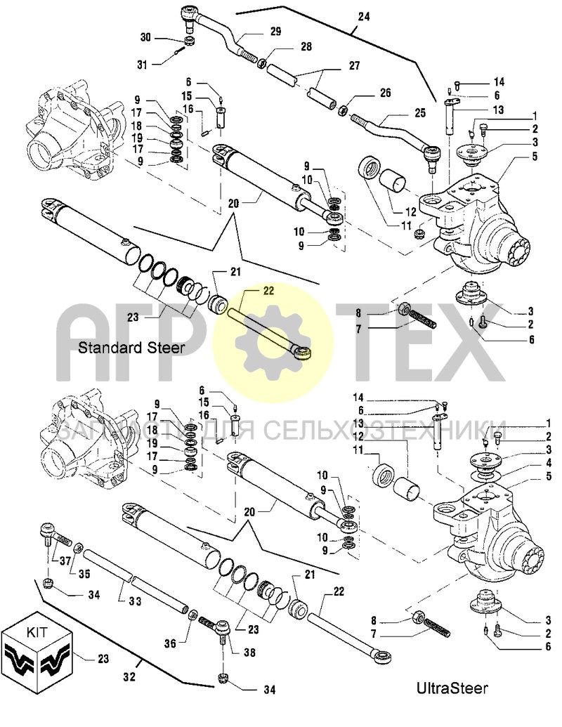 Корпус шарнира и рулевой цилиндр (GT.16.003) (№11 на схеме)